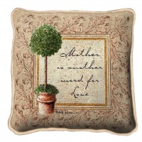 Mother is Love Textured Hand Finished Elegant Woven Throw Pillow Cover 100% Cotton  Size 17x17