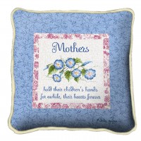 Mothers Forever Textured Hand Finished Elegant Woven Throw Pillow Cover 100% Cotton  Size 17x17