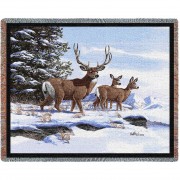 Mule Deer - Don Balke - Cotton Woven Blanket Throw -  (72x54)