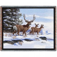 Mule Deer - Don Balke - Cotton Woven Blanket Throw -  (72x54)