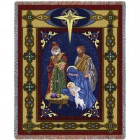 Christmas Nativity - Cotton Woven Blanket Throw -  (72x54)