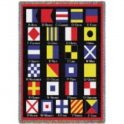 Nautical Flags - Cotton Woven Blanket Throw -  (72x54)