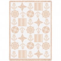 Nautical - Natural Cotton Woven Blanket Throw -  (70x50)