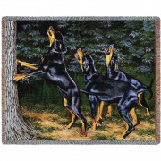 Night Song Doberman - Bob Christie - Cotton Woven Blanket Throw -  (72x54)
