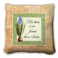 No Friend Like a Sister Textured Hand Finished Elegant Woven Throw Pillow Cover 100% Cotton  Size 17x17
