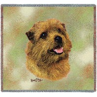 Norfolk Terrier - Robert May - Lap Square Cotton Woven Blanket Throw -  (54x54)