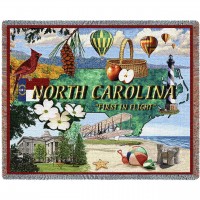State of North Carolina - Cotton Woven Blanket Throw -  (72x54)