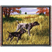 Now We Wait German Shorthaired Pointer - Bob Christie - Cotton Woven Blanket Throw -  (72x54)