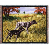 Now We Wait German Shorthaired Pointer - Bob Christie - Cotton Woven Blanket Throw -  (72x54)