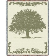 Oak Tree - Cotton Woven Blanket Throw -  (72x54)
