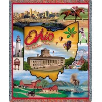 State of Ohio - Cotton Woven Blanket Throw -  (72x54)
