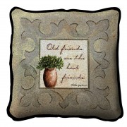 Old Friends Neutral Textured Hand Finished Elegant Woven Throw Pillow Cover 100% Cotton  Size 17x17