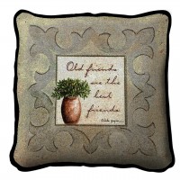 Old Friends Neutral Textured Hand Finished Elegant Woven Throw Pillow Cover 100% Cotton  Size 17x17