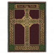A Hundred Thousand Welcomes - Cead Mile Failte - Welcome Celtic Knot Cross - Cotton Woven Blanket Throw -  (72x54)