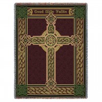A Hundred Thousand Welcomes - Cead Mile Failte - Welcome Celtic Knot Cross - Cotton Woven Blanket Throw -  (72x54)