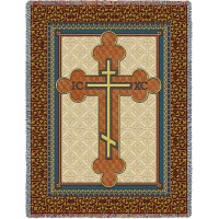 Orthodox Cross - Cotton Woven Blanket Throw -  (72x54)