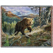 Over the Top Brown Bear - Terry Doughty - Cotton Woven Blanket Throw -  (72x54)