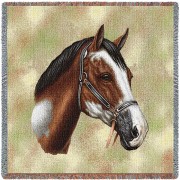 Paint Horse - Robert May - Lap Square Cotton Woven Blanket Throw -  (54x54)