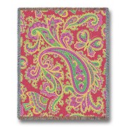 Paisley - Pink - Cotton Woven Blanket Throw -  (72x54)