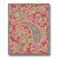 Paisley - Pink - Cotton Woven Blanket Throw -  (72x54)