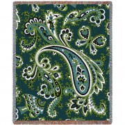 Patterns - Paisley - Teal - Cotton Woven Blanket Throw -  (72x54)