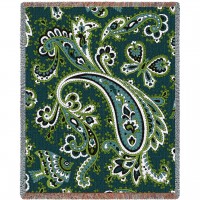 Patterns - Paisley - Teal - Cotton Woven Blanket Throw -  (72x54)