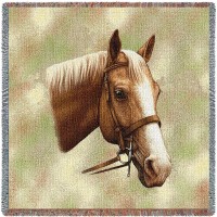Palomino Horse - Robert May - Lap Square Cotton Woven Blanket Throw -  (54x54)