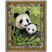 Panda and Cub - Parker Fulton - Cotton Woven Blanket Throw -  (72x54)