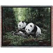 Pandas Don Balke - Cotton Woven Blanket Throw -  (72x54)