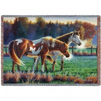 Pasture Buddies Horses - Cynthie Fisher - Cotton Woven Blanket Throw -  (72x54)