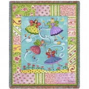 Patchwork Fairies - Cotton Woven Blanket Throw -  (72x54)