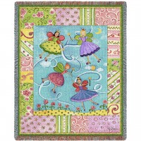Patchwork Fairies - Cotton Woven Blanket Throw -  (72x54)