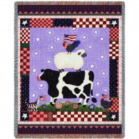 Patriotic Animals - Coco Dowley - Cotton Woven Blanket Throw -  (72x54)