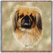 Pekingese - Robert May - Lap Square Cotton Woven Blanket Throw -  (54x54)