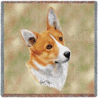 Pembroke Welsh Corgi - Robert May - Lap Square Cotton Woven Blanket Throw -  (54x54)