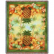 Pineapples and Fruit - Helen Vladykina - Cotton Woven Blanket Throw -  (72x54)