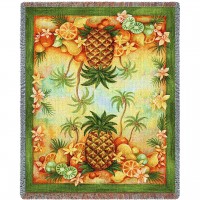 Pineapples and Fruit - Helen Vladykina - Cotton Woven Blanket Throw -  (72x54)