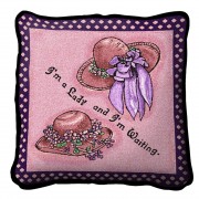 Pink Ladies Wait Textured Hand Finished Elegant Woven Throw Pillow Cover 100% Cotton  Size 17x17