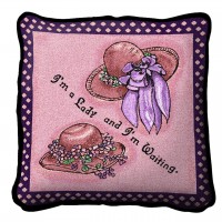 Pink Ladies Wait Textured Hand Finished Elegant Woven Throw Pillow Cover 100% Cotton  Size 17x17