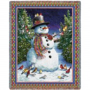 Plaid Snowman - Lynn Bywaters - Cotton Woven Blanket Throw -  (72x54)