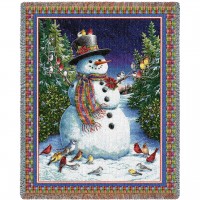 Plaid Snowman - Lynn Bywaters - Cotton Woven Blanket Throw -  (72x54)