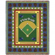 Sports - Baseball - Play Ball - Cotton Woven Blanket Throw -  (72x54)