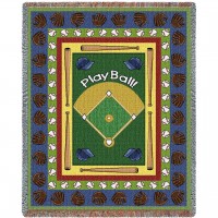 Sports - Baseball - Play Ball - Cotton Woven Blanket Throw -  (72x54)