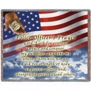 Police Department - Officer Prayer American Flag - Cotton Woven Blanket Throw -  (72x54)