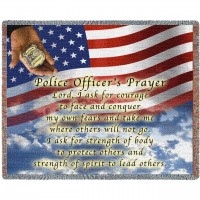 Police Department - Officer Prayer American Flag - Cotton Woven Blanket Throw -  (72x54)