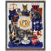 Police Department - Cotton Woven Blanket Throw -  (72x54)