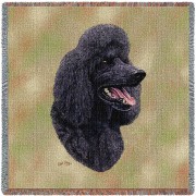 Poodle Black - Robert May - Lap Square Cotton Woven Blanket Throw -  (54x54)