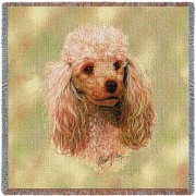 Poodle Cream - Robert May - Lap Square Cotton Woven Blanket Throw -  (54x54)