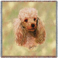 Poodle Cream - Robert May - Lap Square Cotton Woven Blanket Throw -  (54x54)