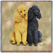 Poodles - Robert May - Lap Square Cotton Woven Blanket Throw -  (54x54)